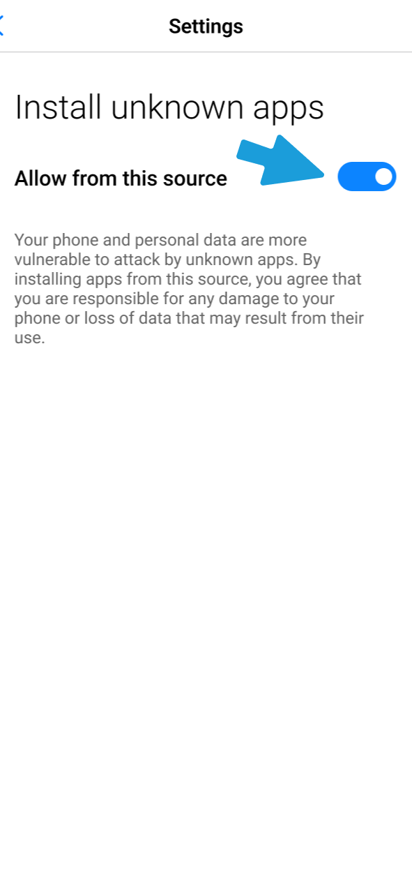 Go to security setting and allow installation of Megapari app.