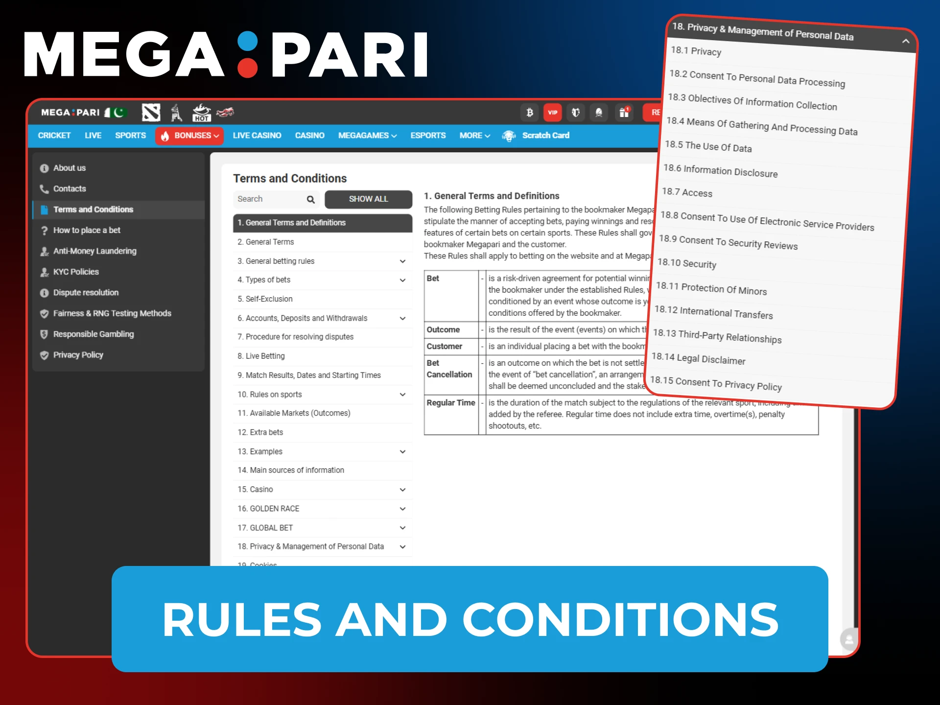Follow rules of Megapari Casino for better playing and betting experience.