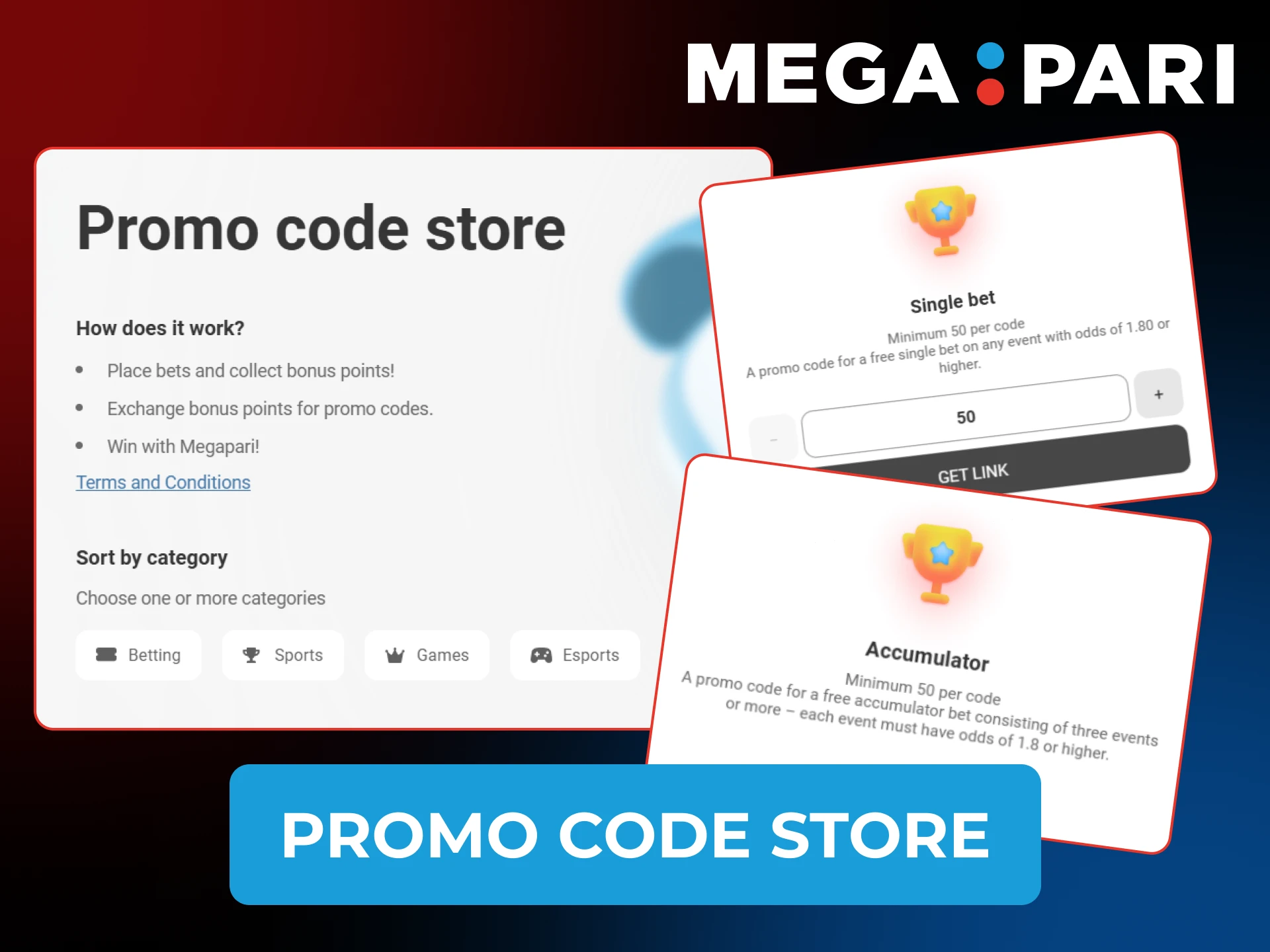 Exchange points in the official Megapari promo code store for rewards.
