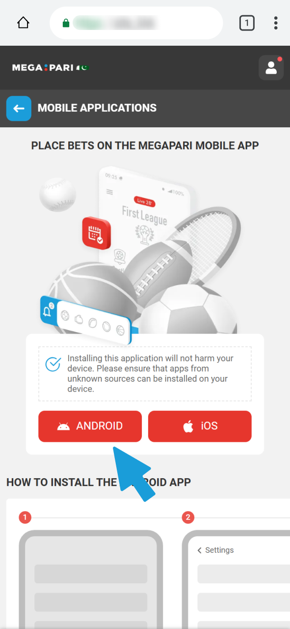 Save the official MegaPari Aviator Android APK file to your smartphone.