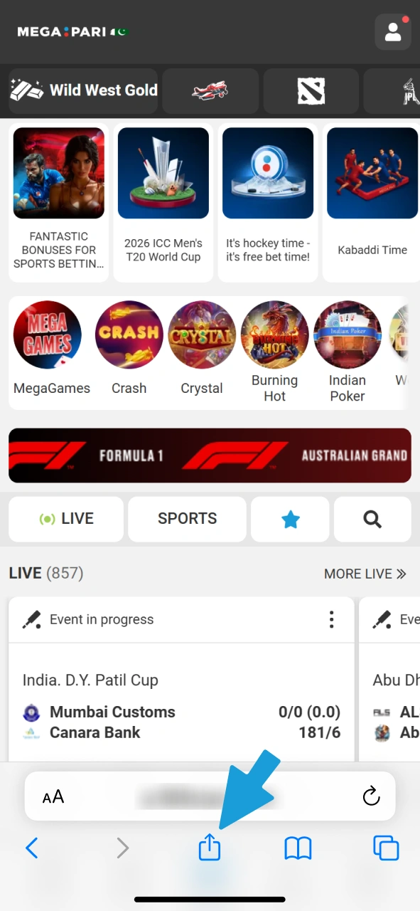 Create a home screen icon for the MegaPari Aviator iOS platform.