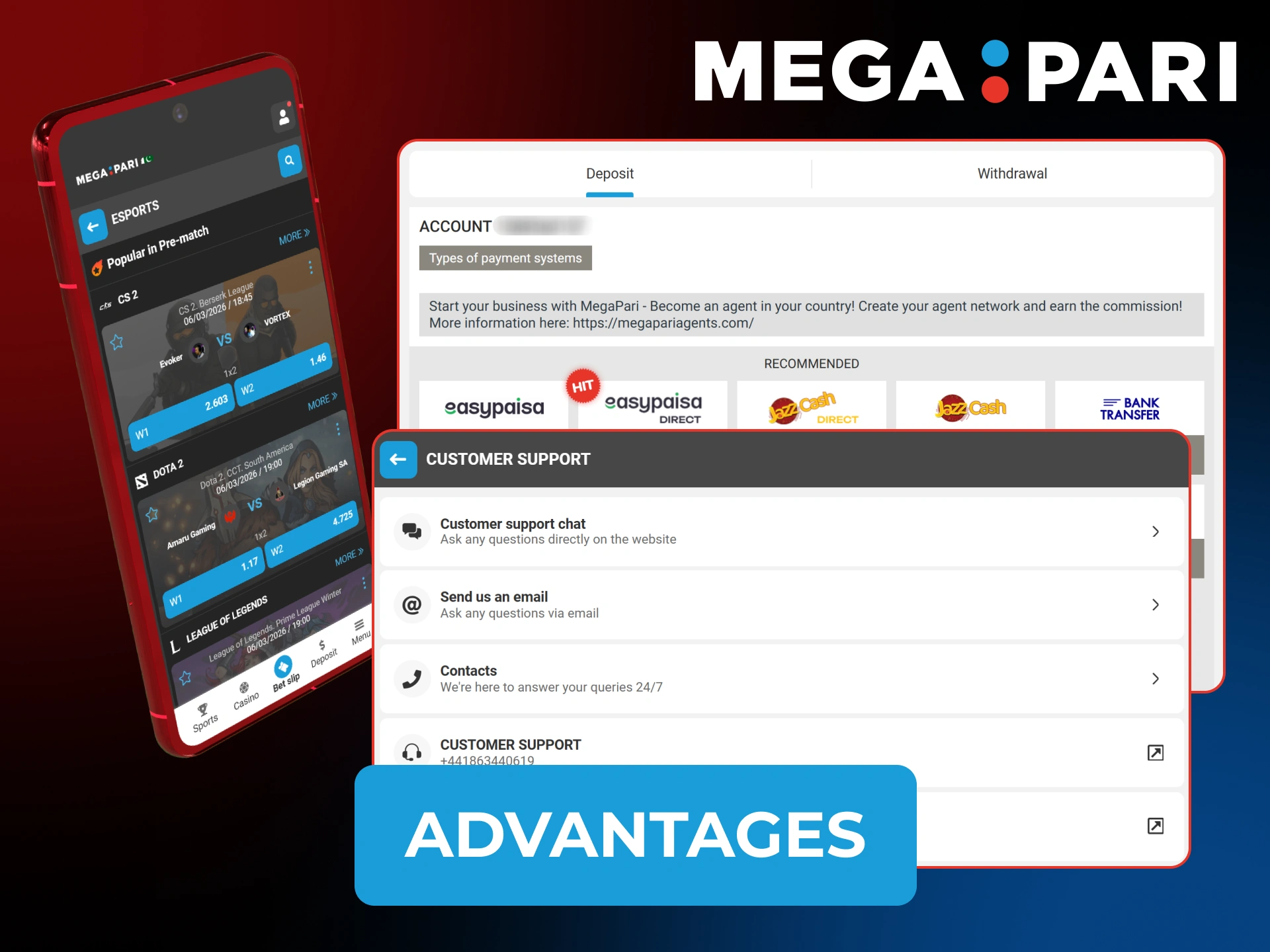 Benefit from high odds and fast payouts with MegaPari Esports betting.