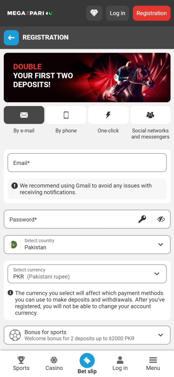 Create your profile to unlock all MegaPari Esports betting features.