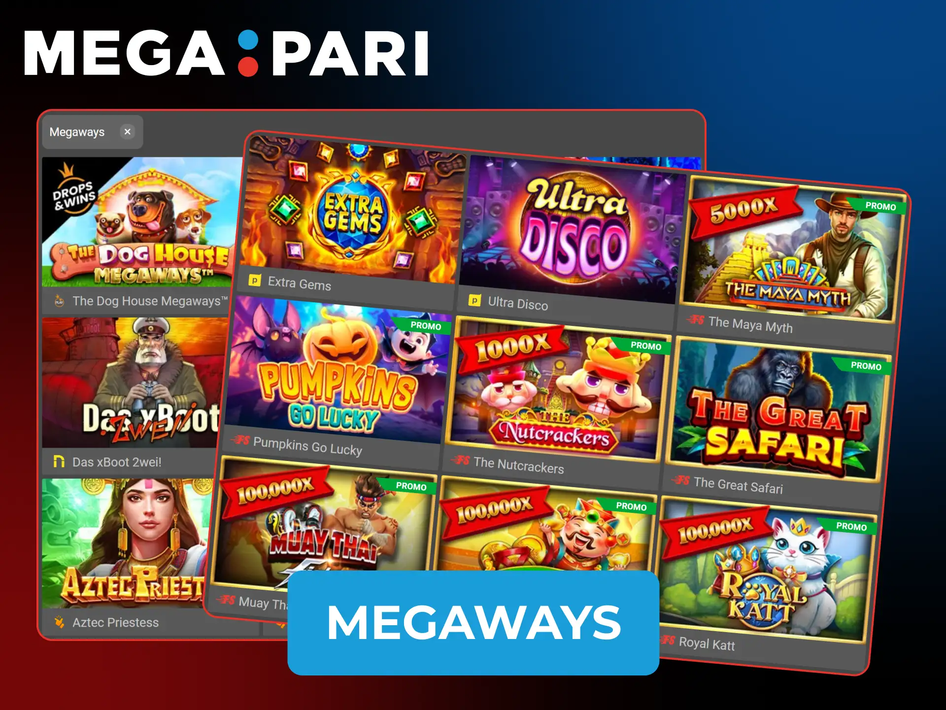Play MegaPari Slots with Megaways mechanics for thousands of win ways.