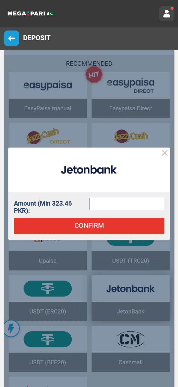 Top up your balance to bet on real money MegaPari Slots.