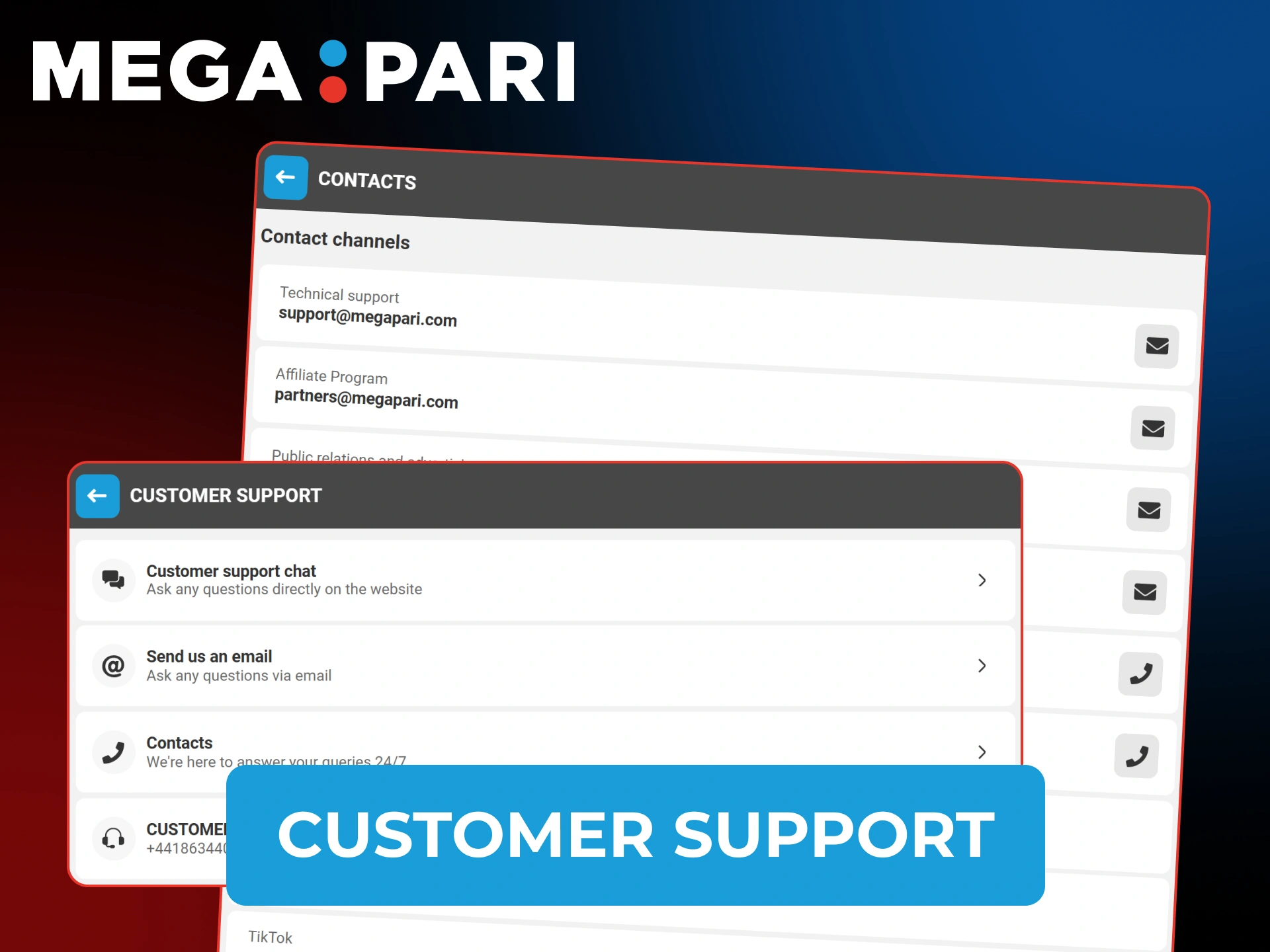 Contact MegaPari Withdrawals support for assistance with your financial transactions.