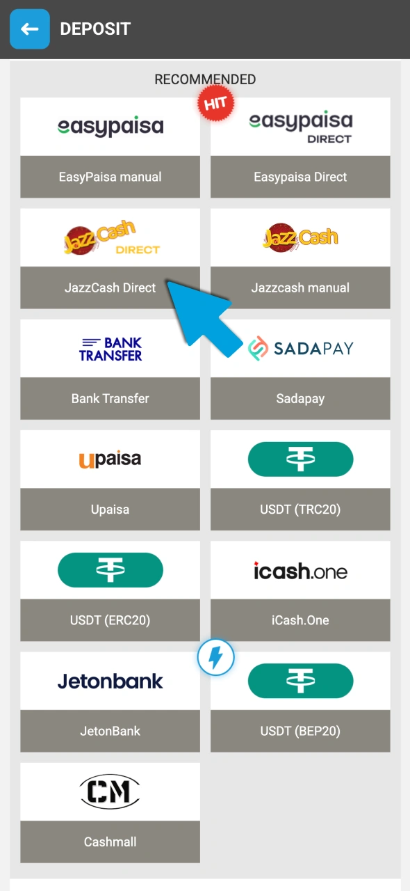 Make a deposit on the Megapari platform to fund your tennis wagers.