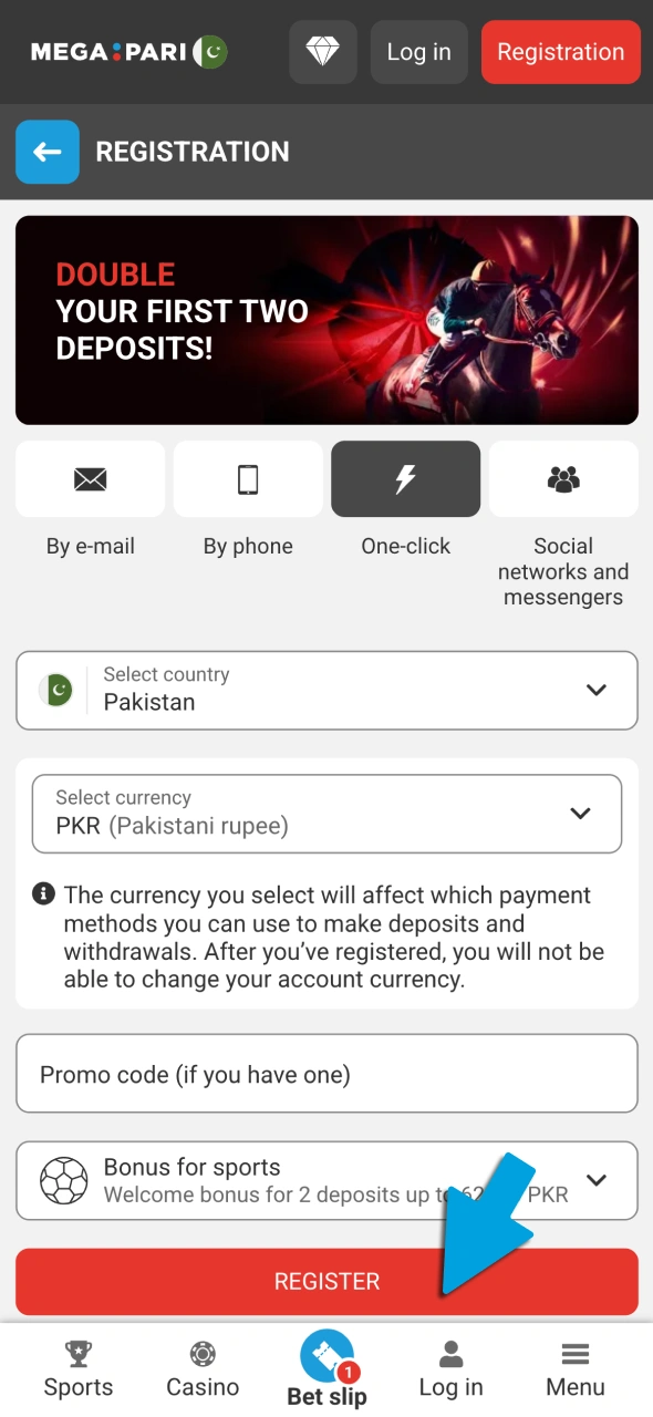 Create your account at Megapari to start betting on tennis tournaments today.